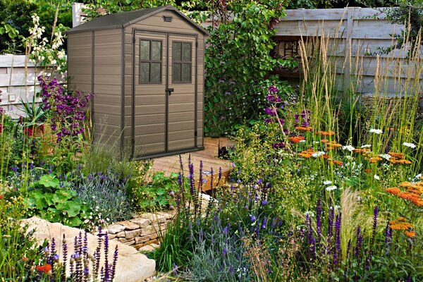 Casetta da Giardino Porta Attrezzi 185x226x152 cm in Resina Keter Scala 6x5 Noce