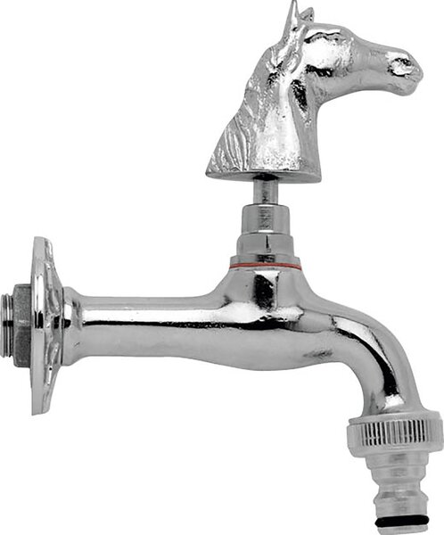 Rubinetto per Fontana da Giardino in Ottone Cromato con Attacco Rapido Morelli Cavallo