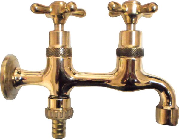 Rubinetto Doppio per Fontana da Giardino in Ottone Morelli Tandem