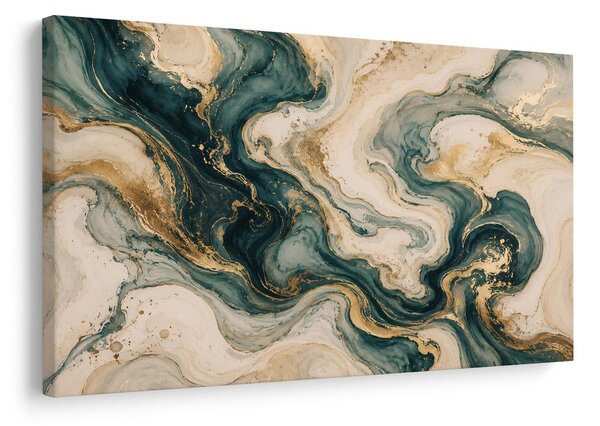 Quadro su tela – Marmo astratto turchese con oro