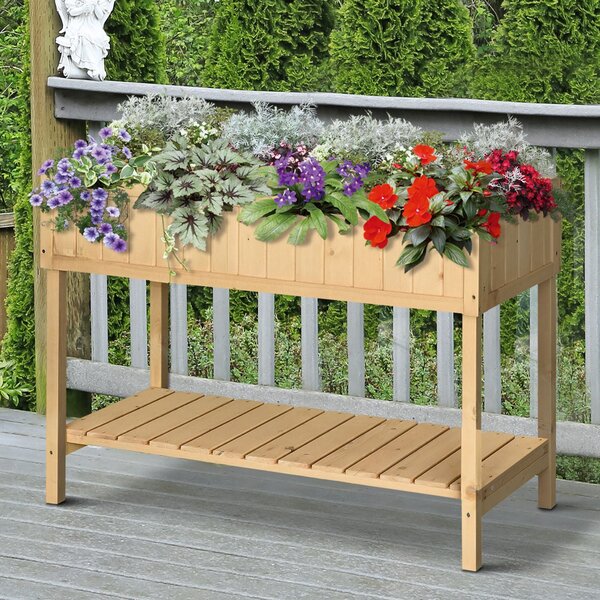 Orto Urbano Pensile in Legno con 8 Griglie e Ripiano Inferiore 120x60x81 cm