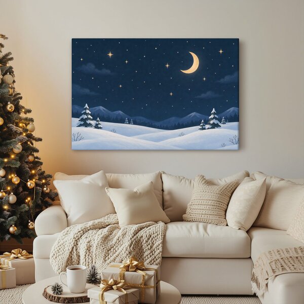 Quadro su tela – Notte invernale al chiaro di luna