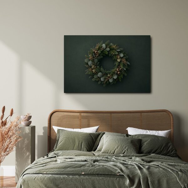 Quadro su tela – Ghirlanda invernale di conifere