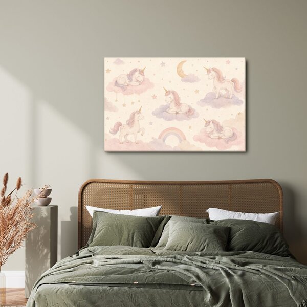 Quadro su tela – Unicorni fiabeschi sulle nuvole