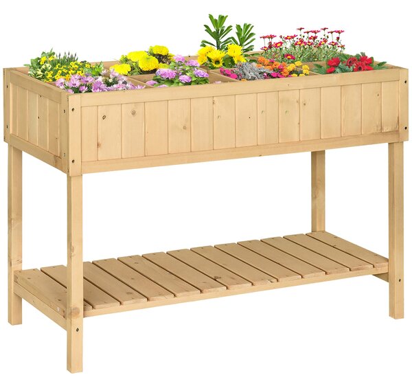 Orto Urbano Pensile in Legno con 8 Griglie e Ripiano Inferiore 120x60x81 cm