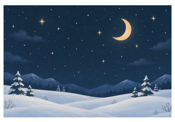 Quadro su tela – Notte invernale al chiaro di luna