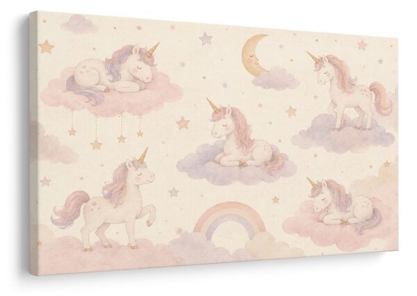 Quadro su tela – Unicorni fiabeschi sulle nuvole