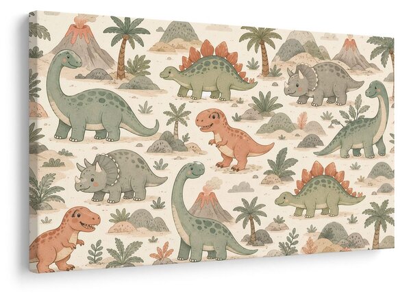 Quadro su tela – Dinosauri nel mondo preistorico