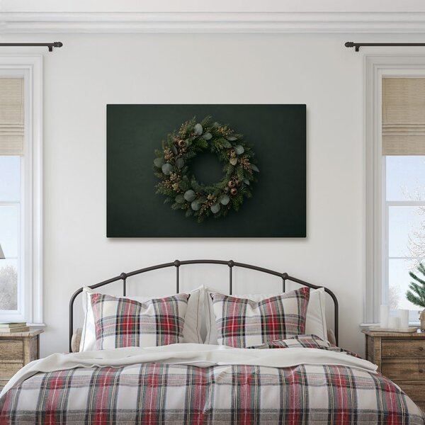 Quadro su tela – Ghirlanda invernale di conifere