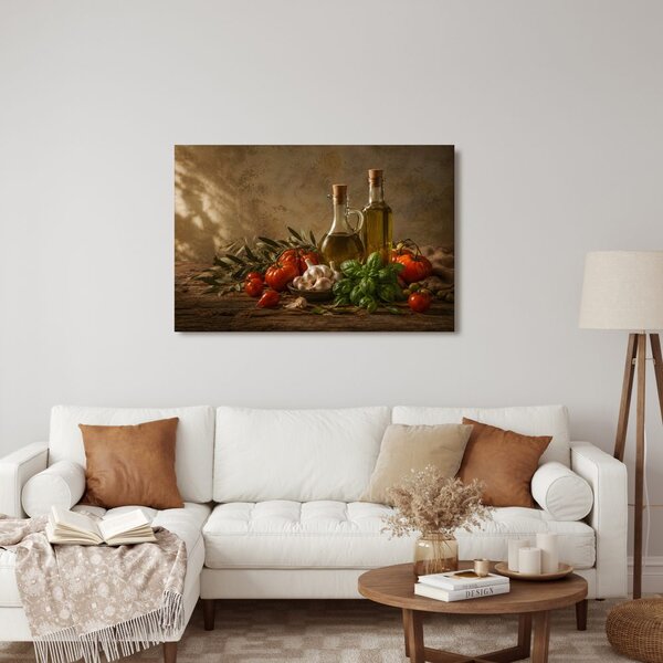 Quadro su tela – Natura morta mediterranea con olio d'oliva