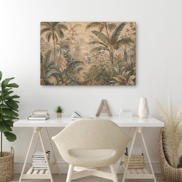 Quadro su tela – Giungla tropicale nei toni del beige