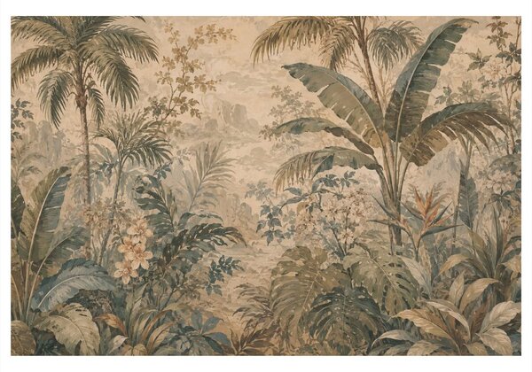 Quadro su tela – Giungla tropicale nei toni del beige