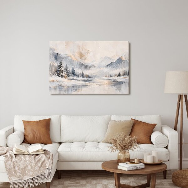 Quadro su tela – Silenzio invernale sul lago di montagna