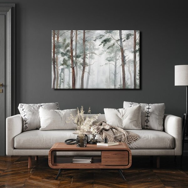 Quadro su tela – Foresta di pini nella nebbia