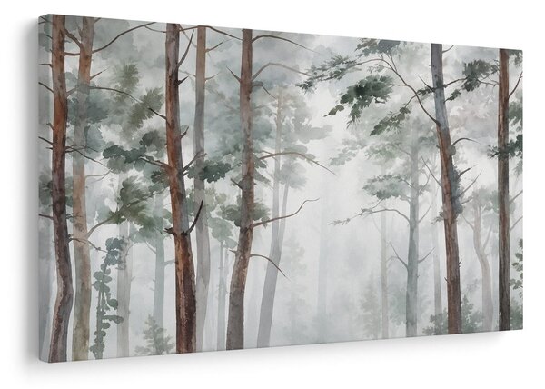 Quadro su tela – Foresta di pini nella nebbia