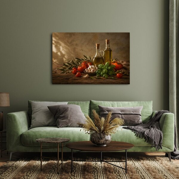 Quadro su tela – Natura morta mediterranea con olio d'oliva