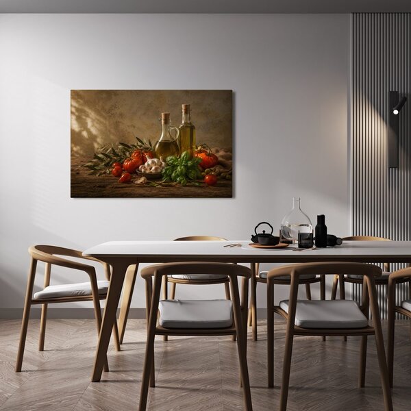 Quadro su tela – Natura morta mediterranea con olio d'oliva