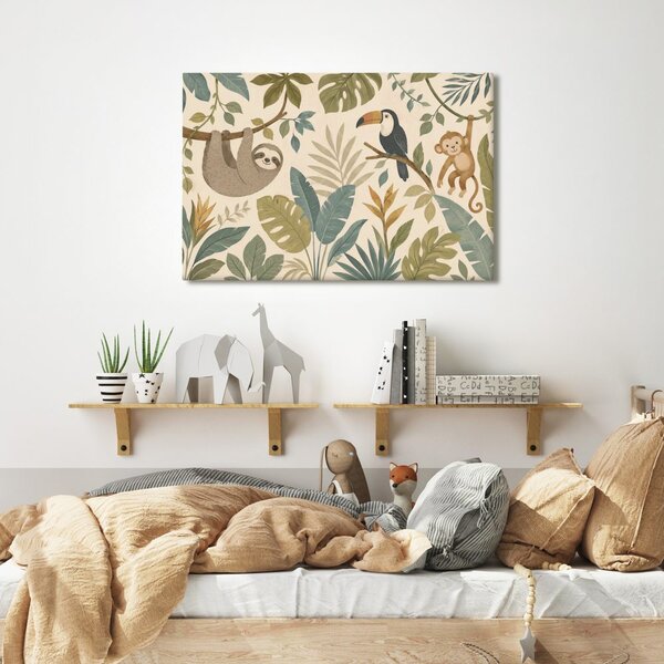 Quadro su tela – Animaletti tropicali nella giungla