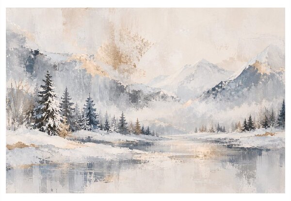 Quadro su tela – Silenzio invernale sul lago di montagna