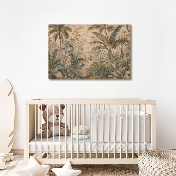 Quadro su tela – Giungla tropicale nei toni del beige