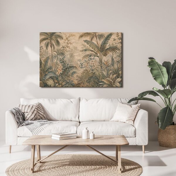 Quadro su tela – Giungla tropicale nei toni del beige