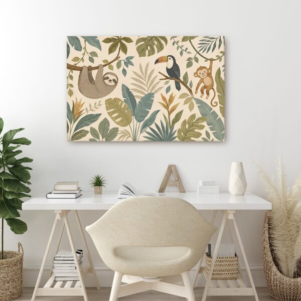 Quadro su tela – Animaletti tropicali nella giungla