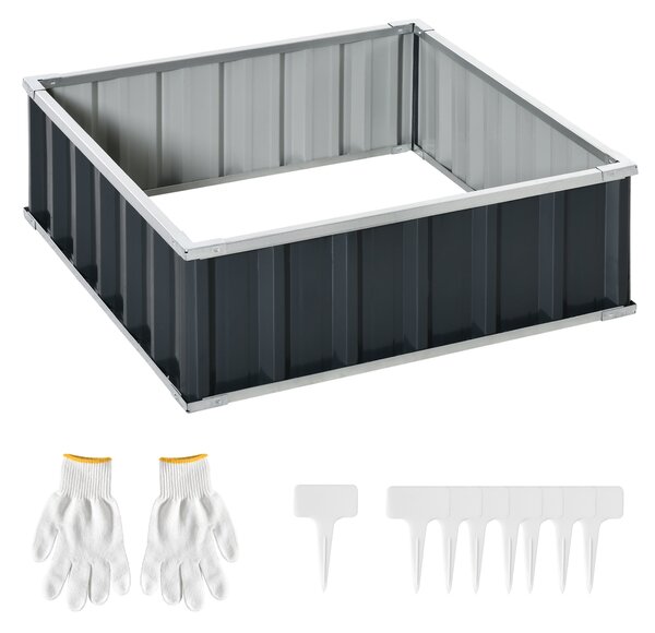 Letto per Orto Fioriera Rialzato 90x90x30 cm in Acciaio Grigio Scuro