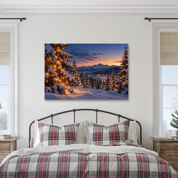 Quadro su tela – Paesaggio invernale con lucine