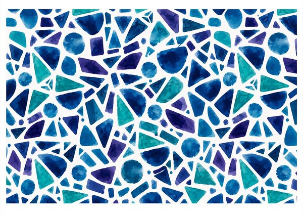 Quadro su tela – Mosaico di forme ad acquerello blu