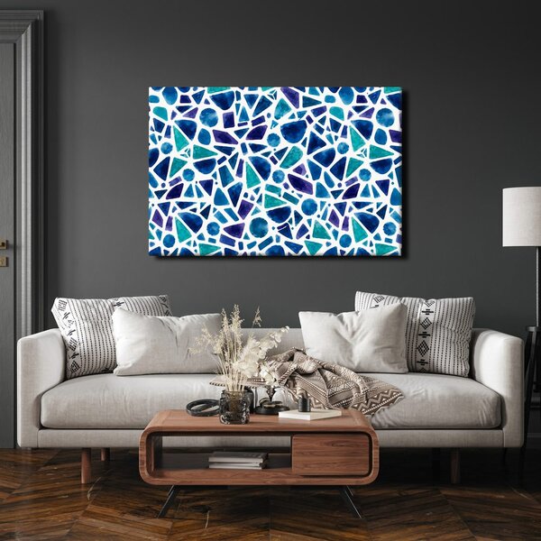 Quadro su tela – Mosaico di forme ad acquerello blu
