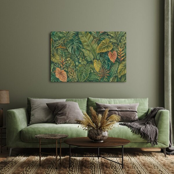 Quadro su tela – Foglie tropicali nelle tonalità del verde
