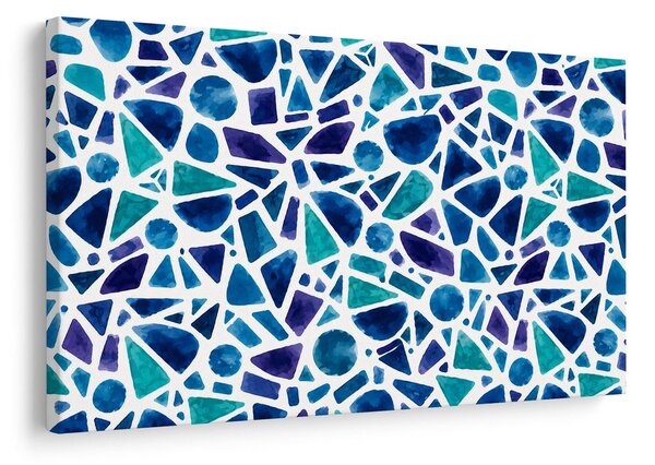 Quadro su tela – Mosaico di forme ad acquerello blu