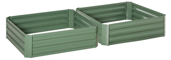 Set 2 Letti per Orto Rialzati 100x100x30 cm in Acciaio Zincato Verde