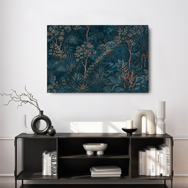 Quadro su tela – Giardino tropicale notturno con fiori