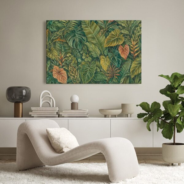 Quadro su tela – Foglie tropicali nelle tonalità del verde