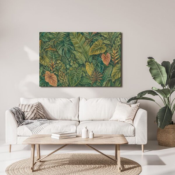 Quadro su tela – Foglie tropicali nelle tonalità del verde