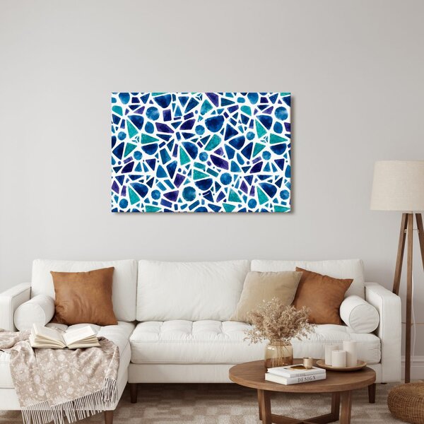 Quadro su tela – Mosaico di forme ad acquerello blu