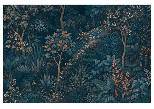 Quadro su tela – Giardino tropicale notturno con fiori