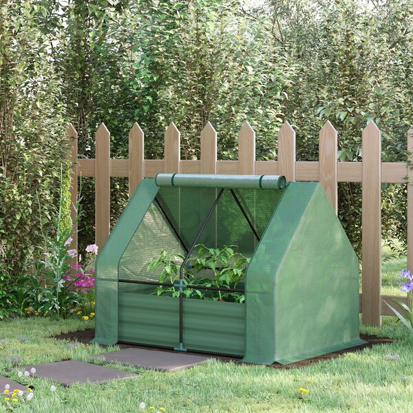 Letto per Orto Fioriera 127x95x92 cm in Acciaio con Copertura Verde