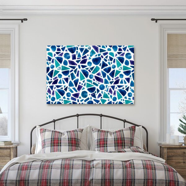 Quadro su tela – Mosaico di forme ad acquerello blu