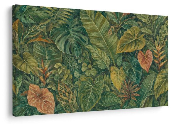 Quadro su tela – Foglie tropicali nelle tonalità del verde