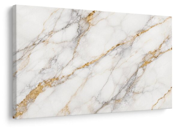 Quadro su tela – Marmo bianco con oro