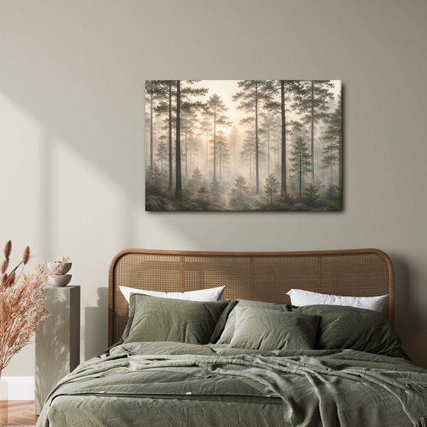 Quadro su tela – Foresta nella foschia mattutina