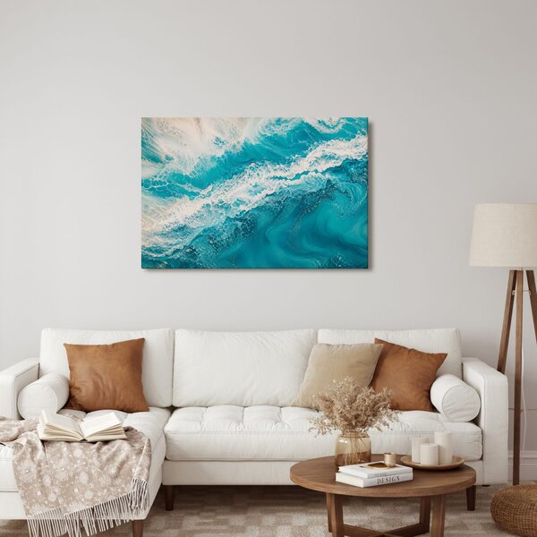 Quadro su tela – Onde marine turchesi da vicino