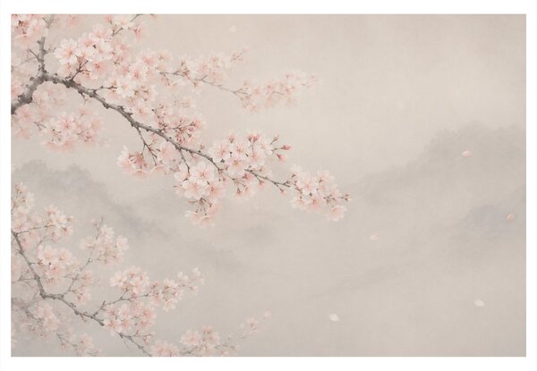 Quadro su tela – Ramo di sakura delicato nella nebbia