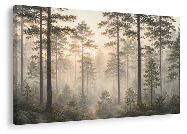 Quadro su tela – Foresta nella foschia mattutina