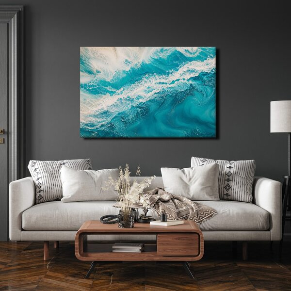 Quadro su tela – Onde marine turchesi da vicino