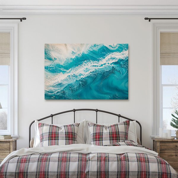 Quadro su tela – Onde marine turchesi da vicino
