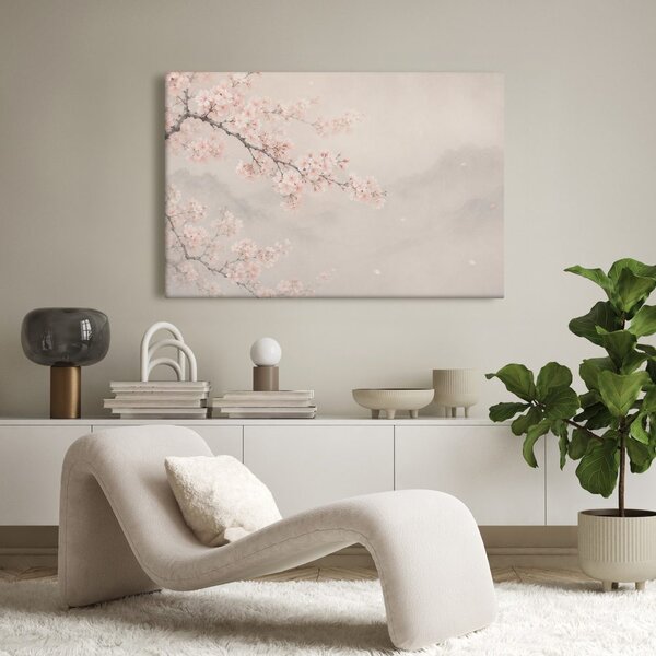 Quadro su tela – Ramo di sakura delicato nella nebbia