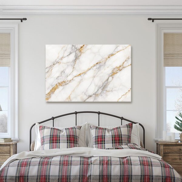 Quadro su tela – Marmo bianco con oro